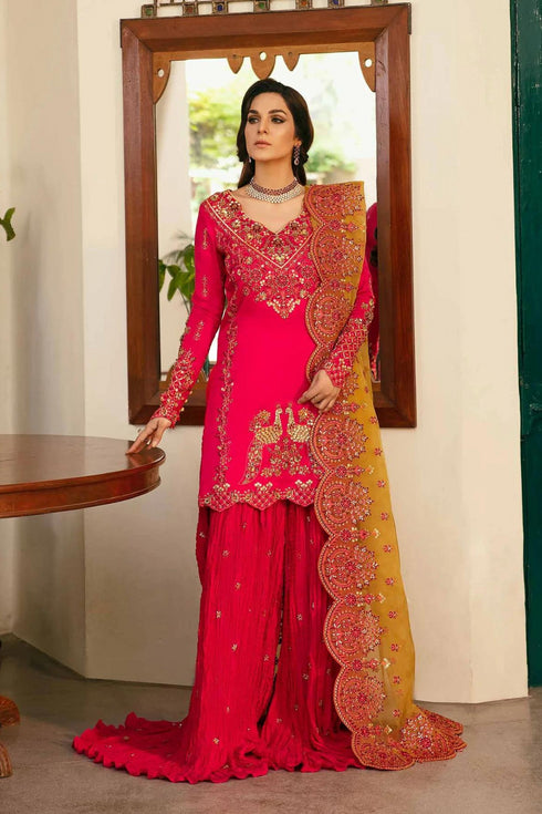 Akbar Aslam Embroidered Raw Silk 3 Piece suit AMRIX