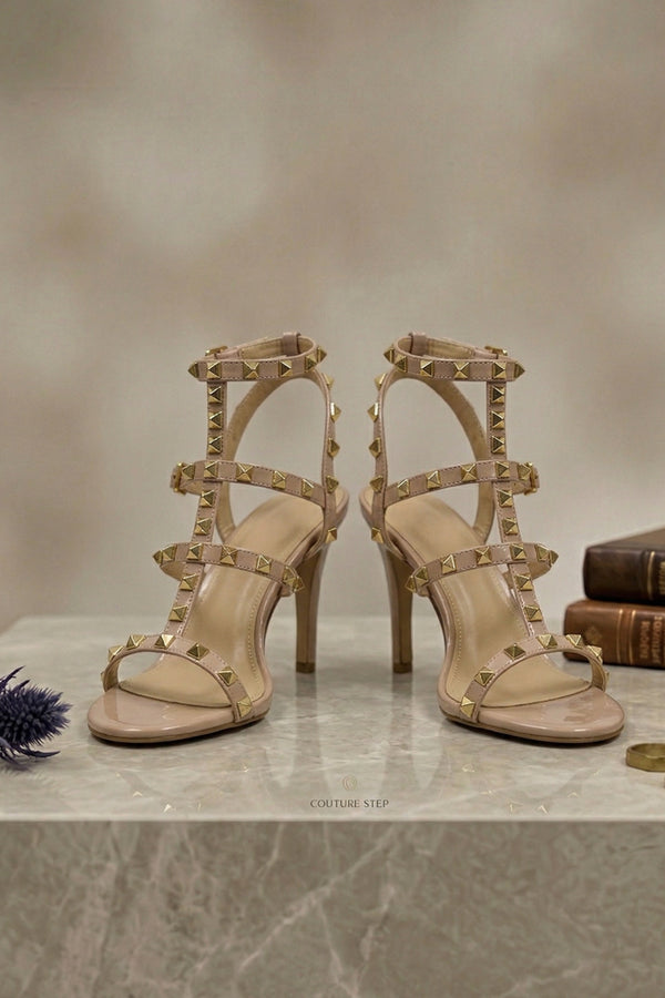 Nude Patent Ankle Strap Heel BS-5 Stiletto