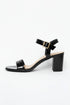 Women's Black Patent Ankle Strap Block Heel Sandals Open Toe Buckle 1840