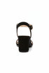 Women's Black Suede Ankle Strap Block Heel Sandals Open Toe Buckle 1840