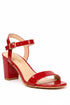 Women's Red Patent Ankle Strap Block Heel Sandals Buckle Round Toe G-1840