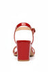 Women's Red Patent Ankle Strap Block Heel Sandals Buckle Round Toe G-1840