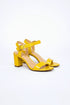 Women's Yellow Patent Ankle Strap Block Heel Sandals Buckle Round Toe 1840