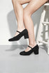 Black Suede Round Toe Block Kitten Heel Mary Jane Shoes – G-1830-3
