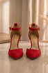 Red Suede Ankle Strap Heel 221