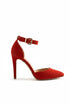 Red Suede Ankle Strap Heel 221