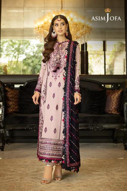 Asim Jofa Embroidered Lawn Silk 3 piece suit AJRN-20