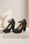 Grey Suede Ankle Strap Heel 1829