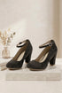 Grey Suede Ankle Strap Heel 1829