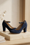 Navy Suede Ankle Strap Heel 1829