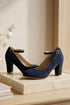 Navy Suede Ankle Strap Heel 1829