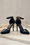 Black Matte Ankle Strap Heel 221