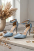 Silver Patent Ankle Strap Heel 221