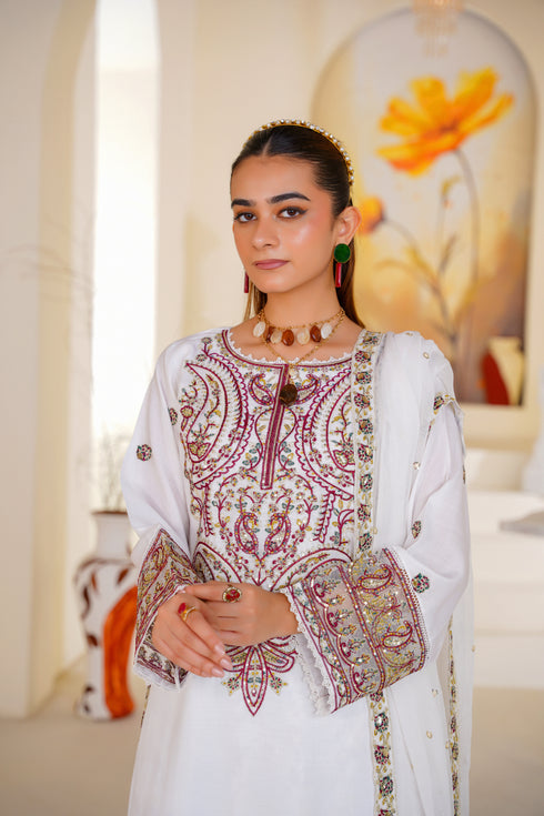 Attire Designer Embroidered Linen 3PC Suit AD-08