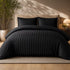 Luxury 4pc Satin Stripe Duvet Cover Set with Fitted Sheet – Soft Hotel Quality Bedding