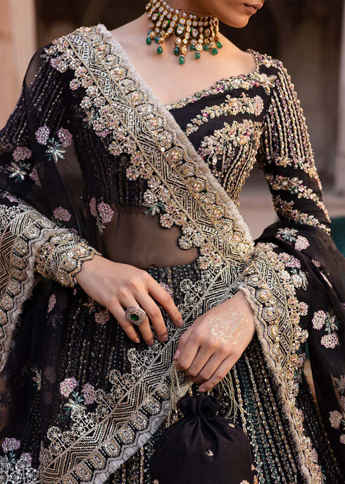 Embroidered Tussel Silk Net Bridal Dress Nehaab