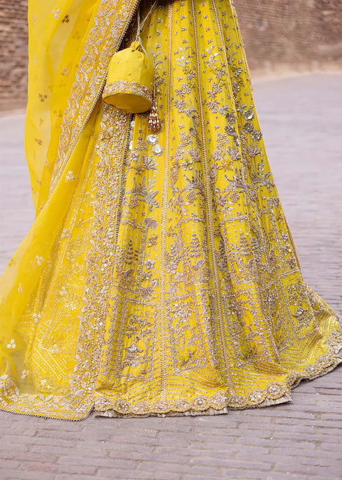 Embroidered Tussel Silk Net Bridal Dress Nureh