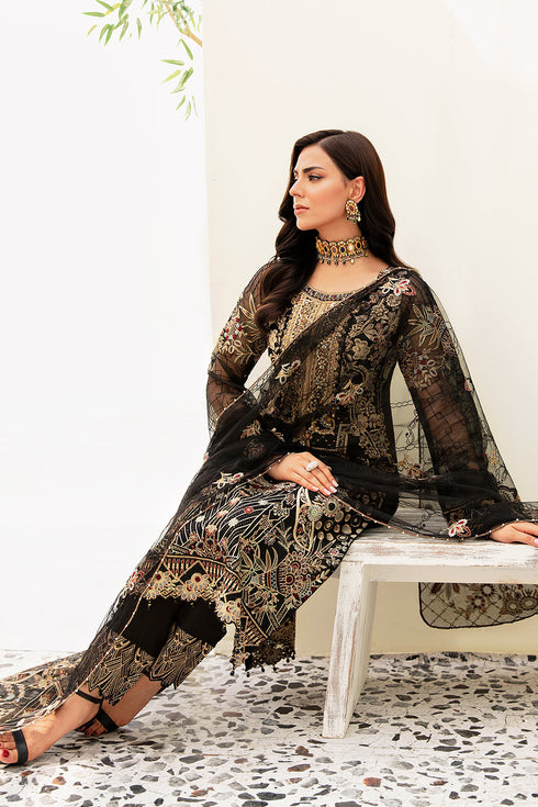 Ramsha Embroided Organza 3 Piece suit M-906