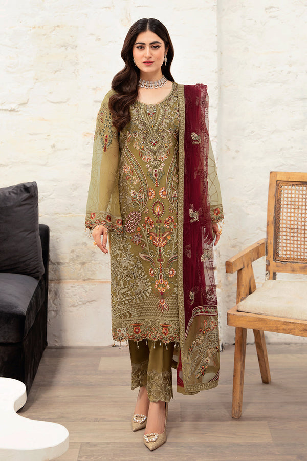 Ramsha Embroided Organza 3 Piece suit M-1010
