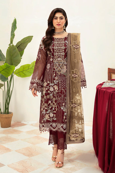 Ramsha Embroided Organza 3 Piece suit M-1003