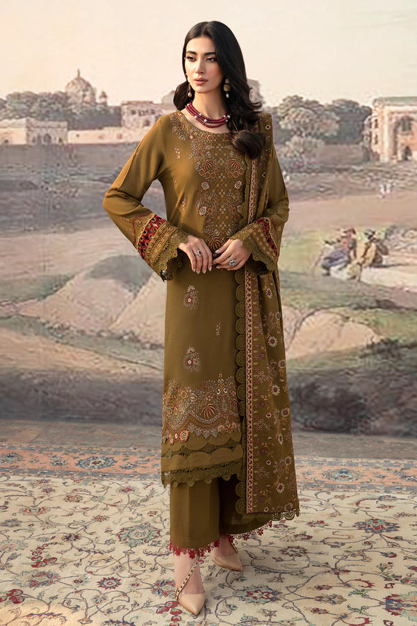 Ramsha Embroided Karandi 3 Piece suit R-1009