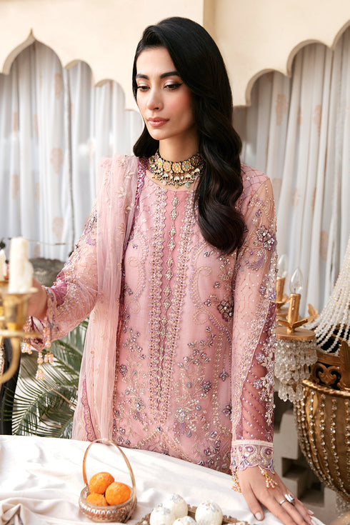Ramsha Embroidered Net 3 Piece suit H-307