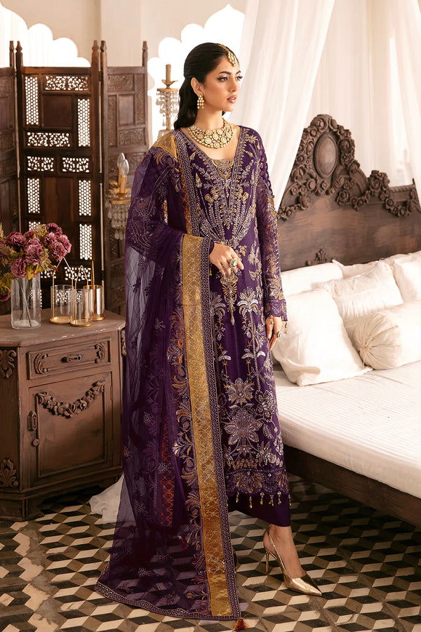Ramsha Embroidered Net 3 Piece suit H-303
