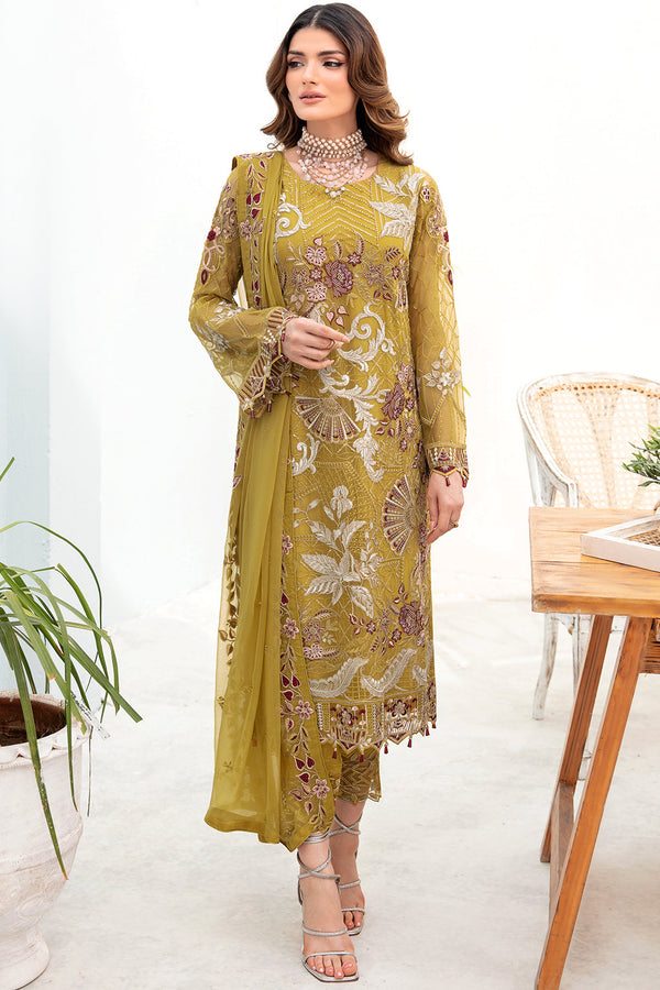 Ramsha Embroided Chiffon 3 Piece suit A-706