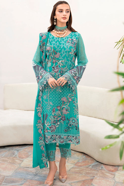 Ramsha Embroided Chiffon 3 Piece suit A-708