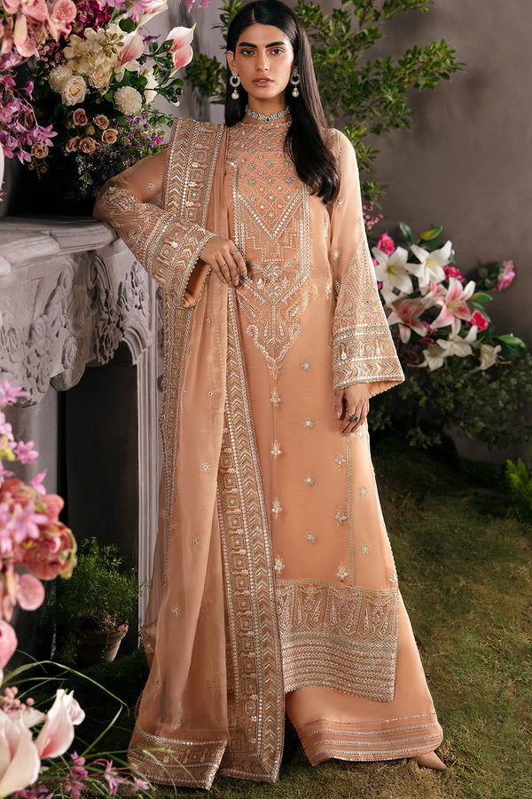 Afrozeh Embroidered Organza 3 piece suit SUNSET BLUSH