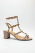 Women's Nude Patent Gladiator Block Heel Sandals Multi Strap Open Toe BS-7