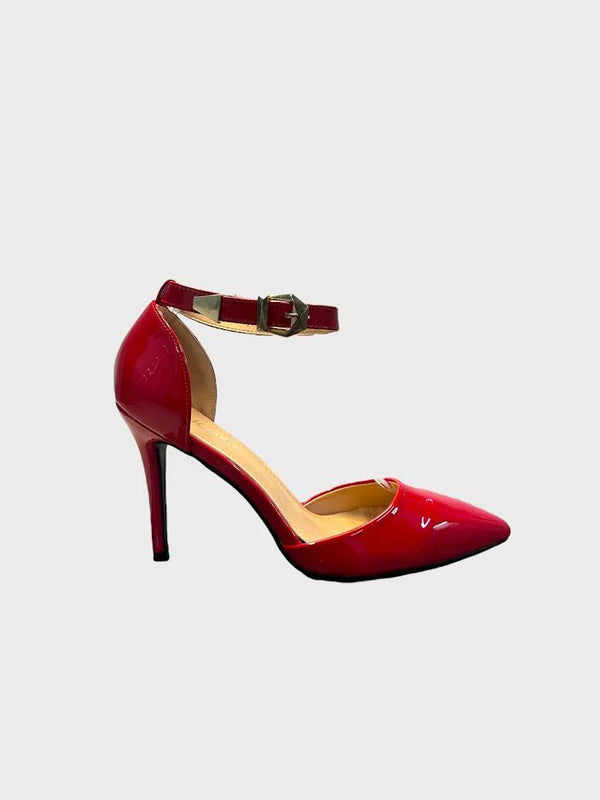 Red Patent Ankle Strap Heel 221