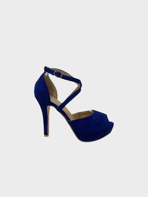 Blue Suede (Dark) Ankle Strap Heel BS27