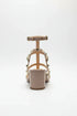 Women's Nude Patent Gladiator Block Heel Sandals Multi Strap Open Toe BS-7