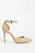 Women's Nude Suede Ankle Strap Stiletto Heel Court Shoes Pointed Toe BS-221