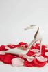 Women's White Matte Ankle Strap Stiletto Court Shoes Pointed Toe 221