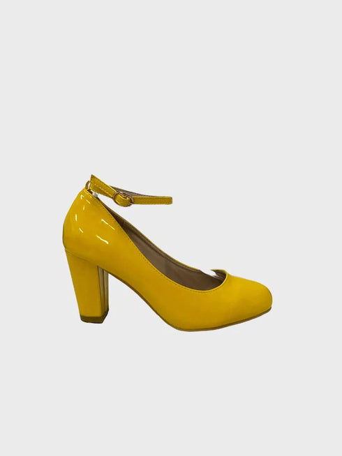 Yellow Patent Ankle Strap Heel 1829