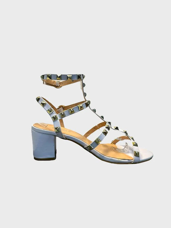 White Patent Ankle Strap Heel BS-7