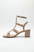 Women's Nude Patent Gladiator Block Heel Sandals Multi Strap Open Toe BS-7