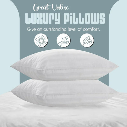 Pillow Cases Pack of 4 | Satin Striped | Brushed Microfibre | 50x75 cm
