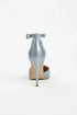 Women's Silver Patent Ankle Strap Stiletto Court Shoes Pointed Toe 221