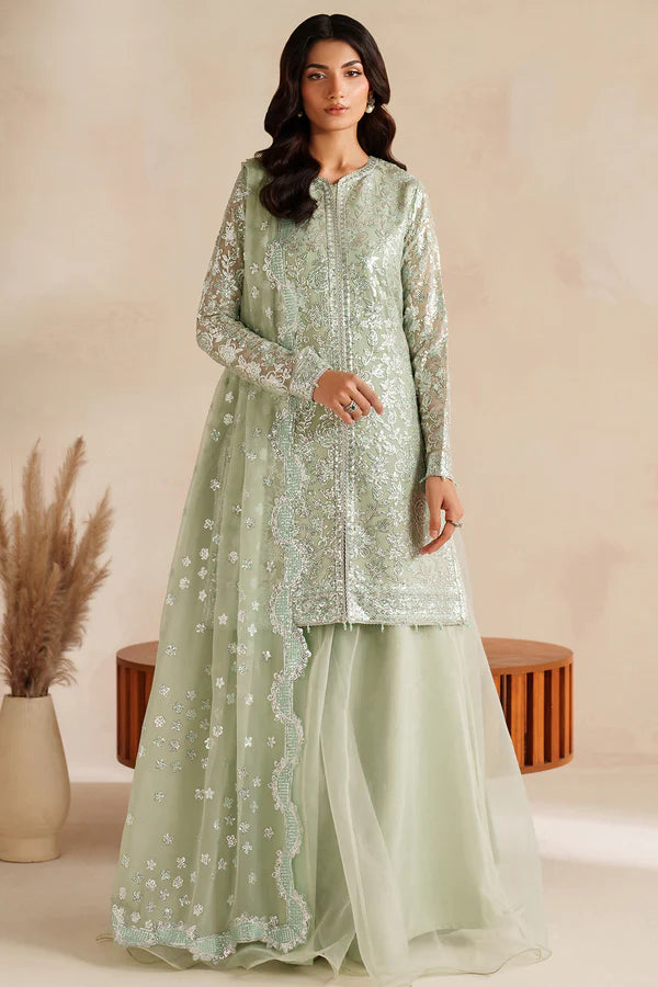 Farasha Embroidered Chiffon Suit Soft Fern