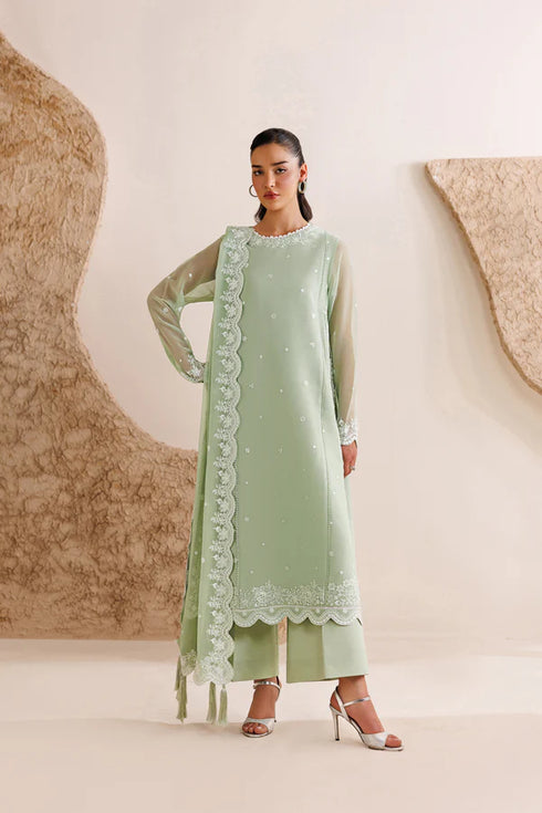Farasha Embroidered Chiffon Suit Pastel Mint