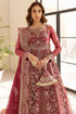 Farasha Embroidered Net Suit Carmine Allure