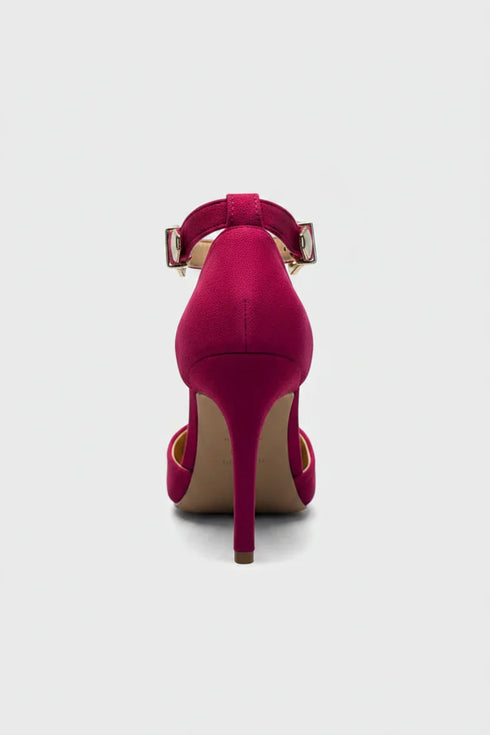 Fuchsia (Hot Pink) Suede Ankle Strap Heel 221