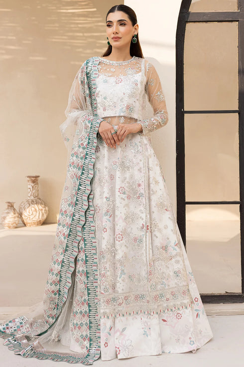 Farasha Embroidered Net Suit Moonlight Mist