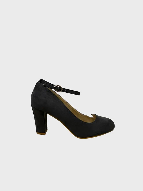 Grey Suede Ankle Strap Heel 1829