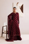 Farasha Embroidered Chiffon Suit Crimson Grace