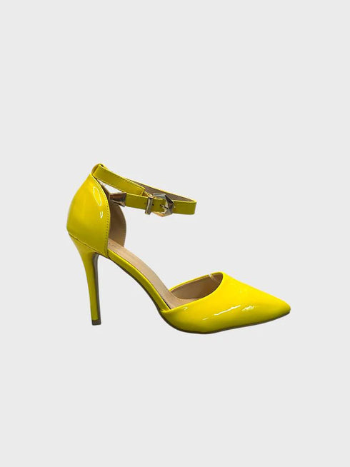 Yellow Patent Ankle Strap Heel 221