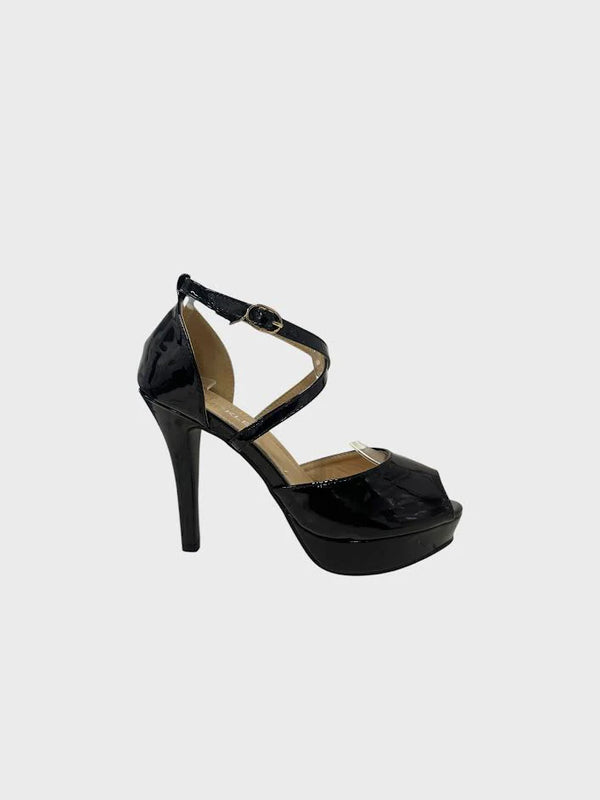 Black Patent Ankle Strap Heel BS27